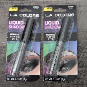 SET OF 2 - LA Colors Liquid Shadow Metallic Glowing Eyes - Silver